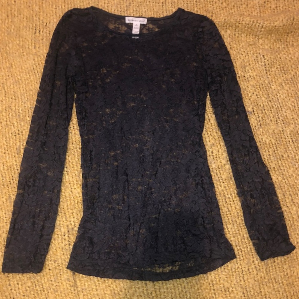 Gray Fitted Lace Top